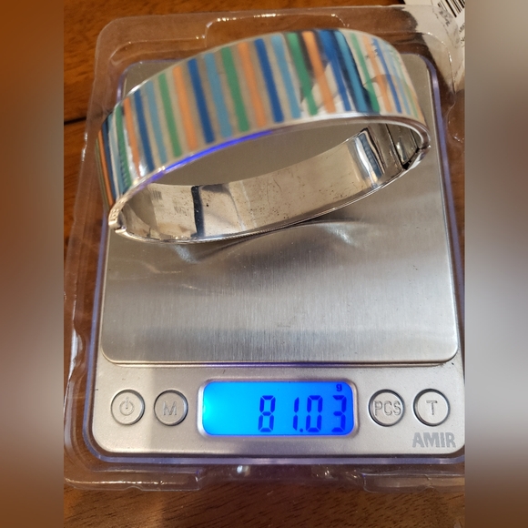 Vintage Adrienne Vittadini Sterling Silver Enamel Heavy Bangle Bracelet 80 gr - Picture 2 of 13